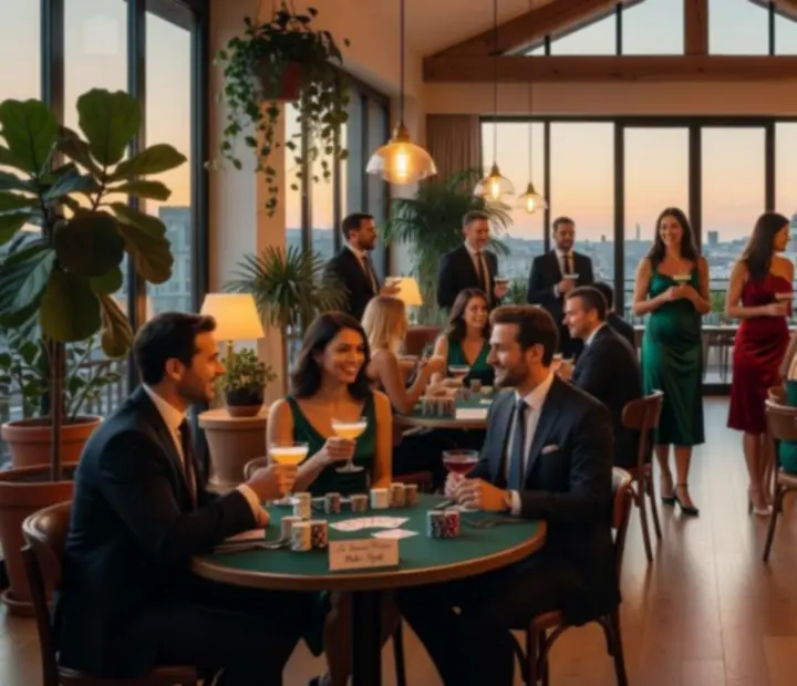 Événement privé dans un loft lumineux avec invités attablés