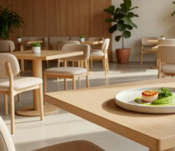 Assiette contemporaine servie dans un loft lumineux