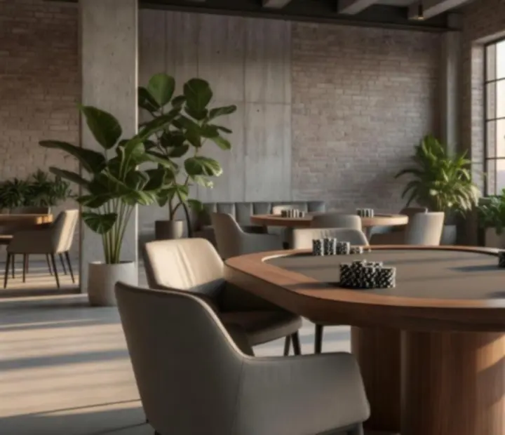 Table de poker installée dans un loft moderne et lumineux